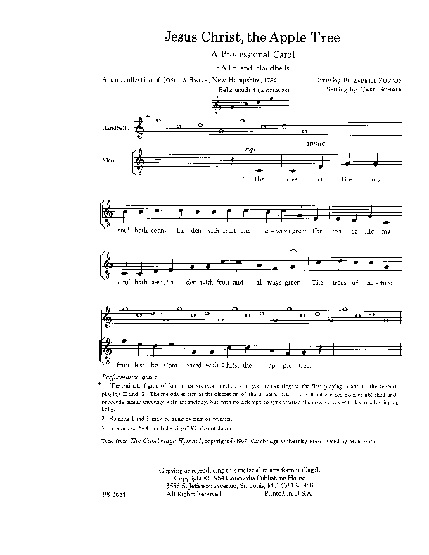 Jesus Christ The Apple Tree Sheet Music by Schalk/Poston (SKU 982664