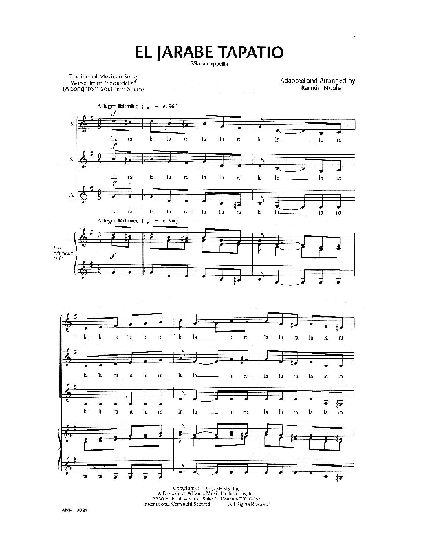 El Jarabe Tapatio Sheet Music by Ramon Noble (SKU AMP0024) Stanton's