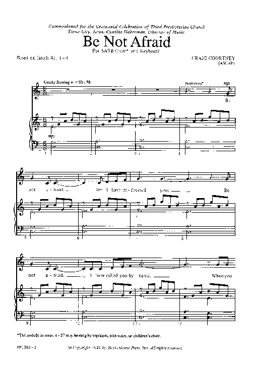 Be Not Afraid Sheet Music by Craig Courtney (SKU BP1388) Stanton's