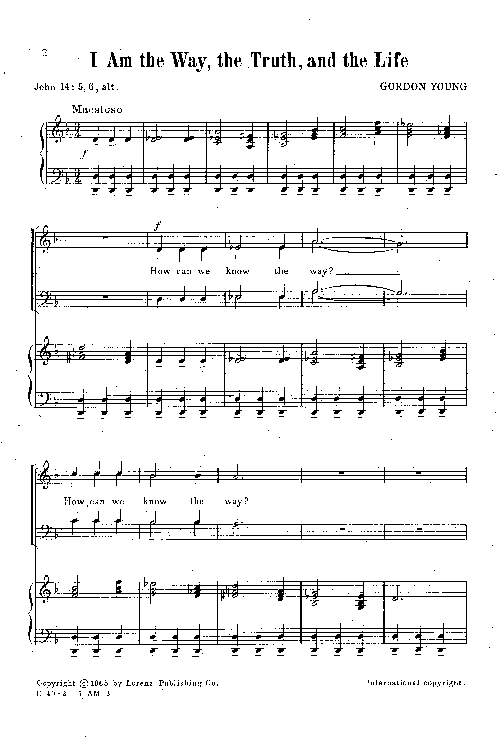 I Am The Way The Truth and The Life Sheet Music by Young (SKU: E40 ...