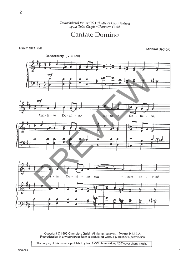 Cantate Domino Sheet Music by Michael Bedford (SKU CGA689) Stanton's