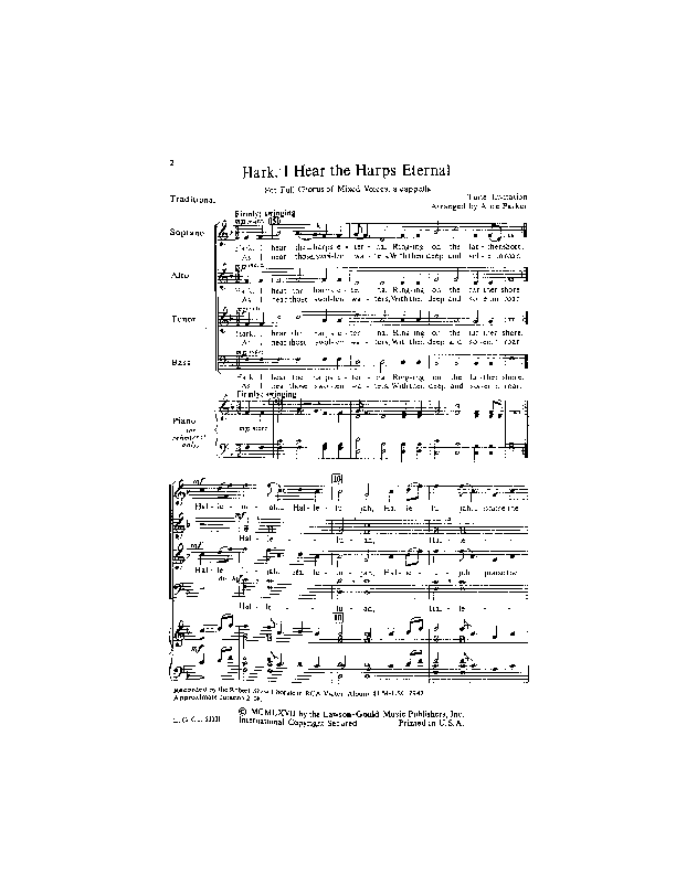 Hark I Hear The Harps Eternal Lyrics Hark I Hear The Harps Eternal Sheet Music by Alice Parker (SKU: LG51331