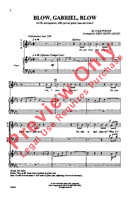 Blow Gabriel Blow Sheet Music by Greg Gilpin (SKU CH9622) Stanton's