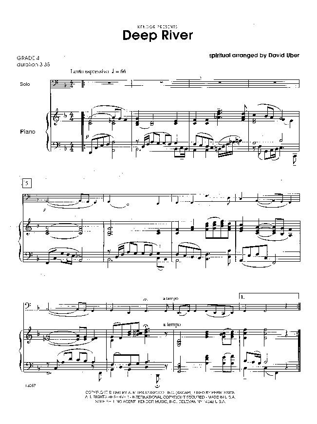 Deep River Sheet Music by David Uber (SKU 13057) Stanton's Sheet Music