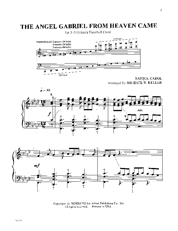 The Angel Gabriel From Heaven Came Sheet Music by Michael R Keller (SKU