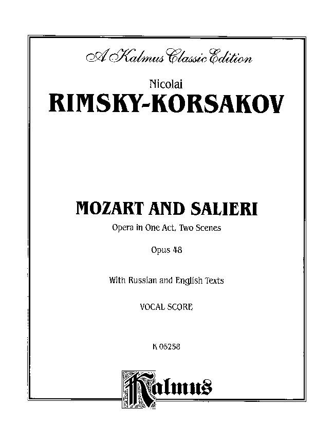 Mozart and Salieri Sheet Music by RimskyKorsakov (SKU K05258) Stanton's Sheet Music