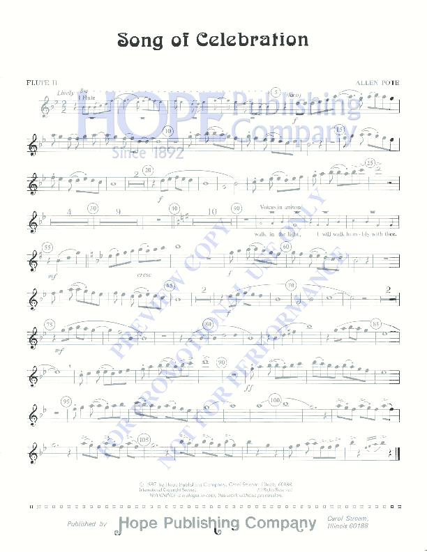 Song of Celebration Sheet Music by Allen Pote (SKU F988B) Stanton's