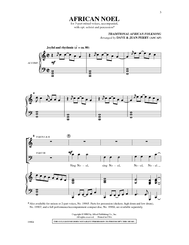 African Noel Sheet Music by Perry/Perry (SKU 19964) Stanton's Sheet