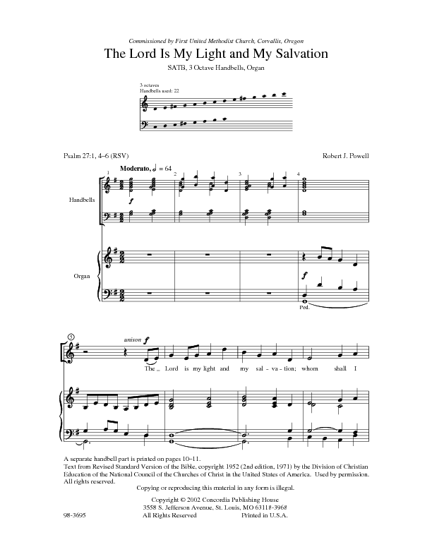 The Lord Is My Light And My Salvation Sheet Music by Robert J Powell ...