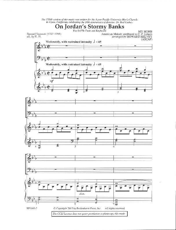 On Jordan's Stormy Banks Sheet Music by Howard Helvey (SKU BP1669
