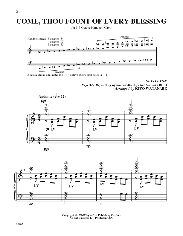 Come Thou Fount of Every Blessing Sheet Music by Kiyo Watanabe (SKU