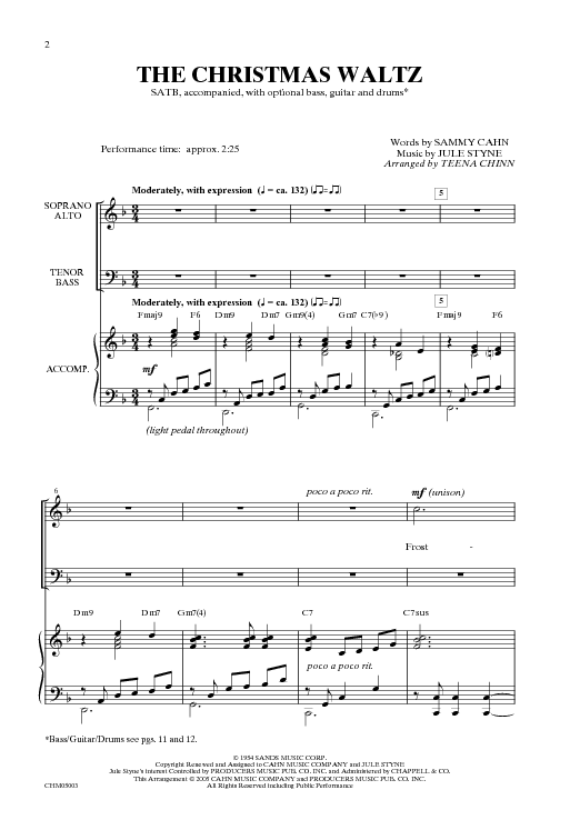 The Christmas Waltz Sheet Music by Teena Chinn (SKU: CHM05003) - Stanton's Sheet Music