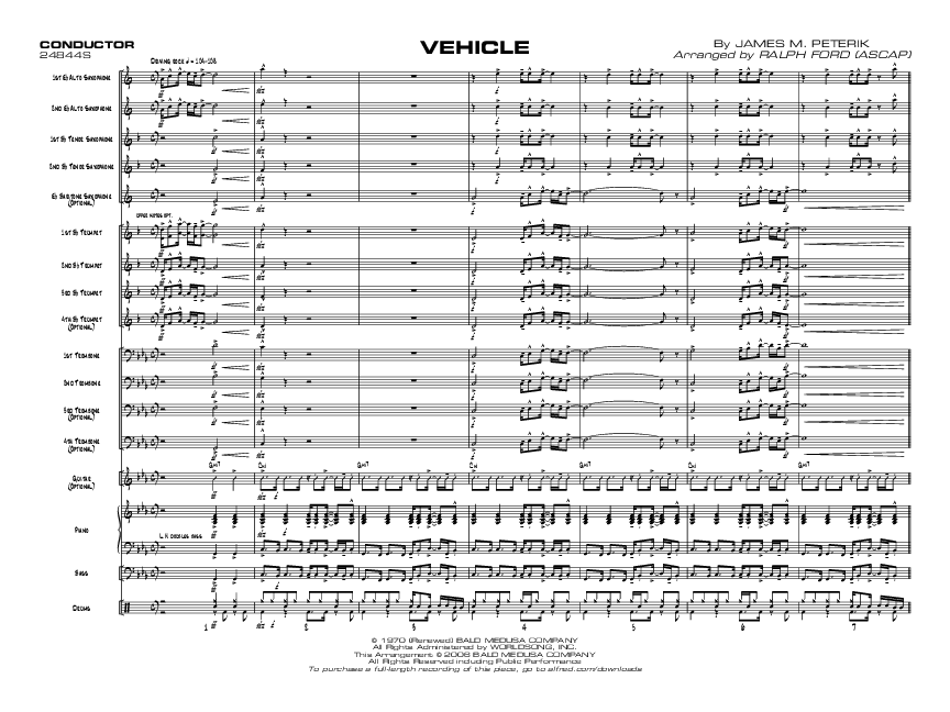 Vehicle Sheet Music by James M Peterik (SKU 24844) Stanton's Sheet Music