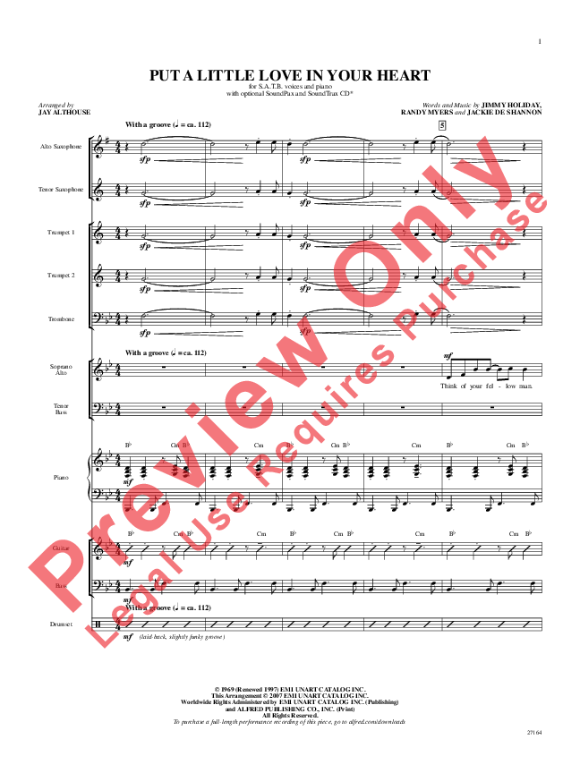 Put A Little Love In Your Heart Sheet Music by Jay Althouse (SKU 27164