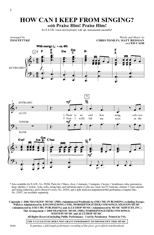 How Can I Keep From Singing W Praise Him Sheet Music By Tom Fettke Sku