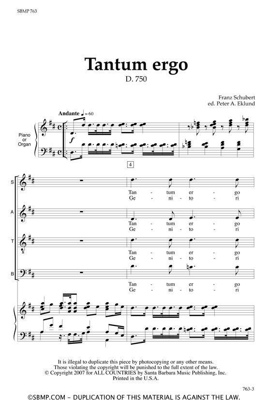 Tantum Ergo Sheet Music by Peter A Eklund (SKU SBMP763) Stanton's