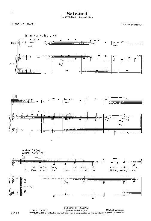 Satisfied Sheet Music by Tom Matsumura (SKU E162) Stanton's Sheet Music