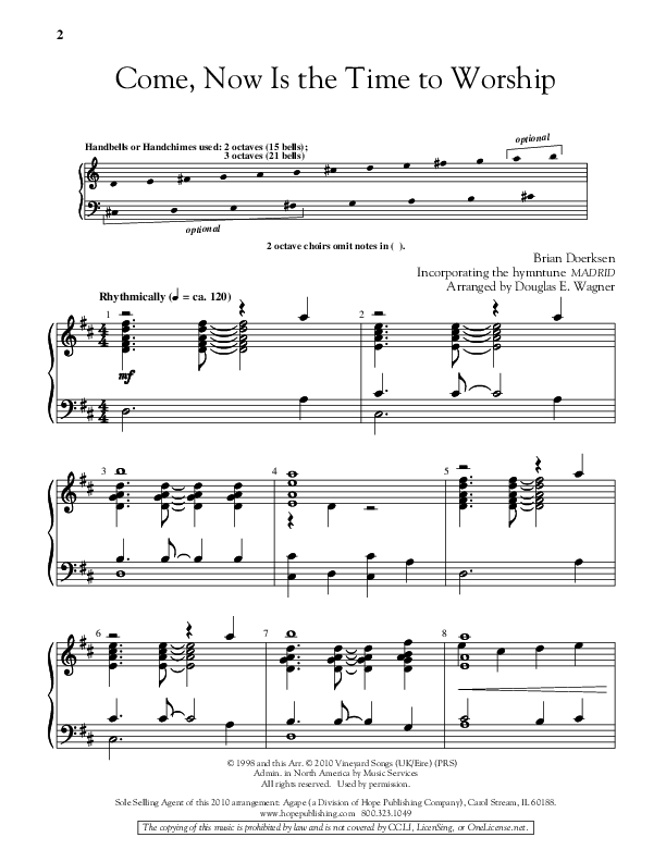 Come Now Is The Time To Worship Sheet Music by Douglas E Wagner (SKU