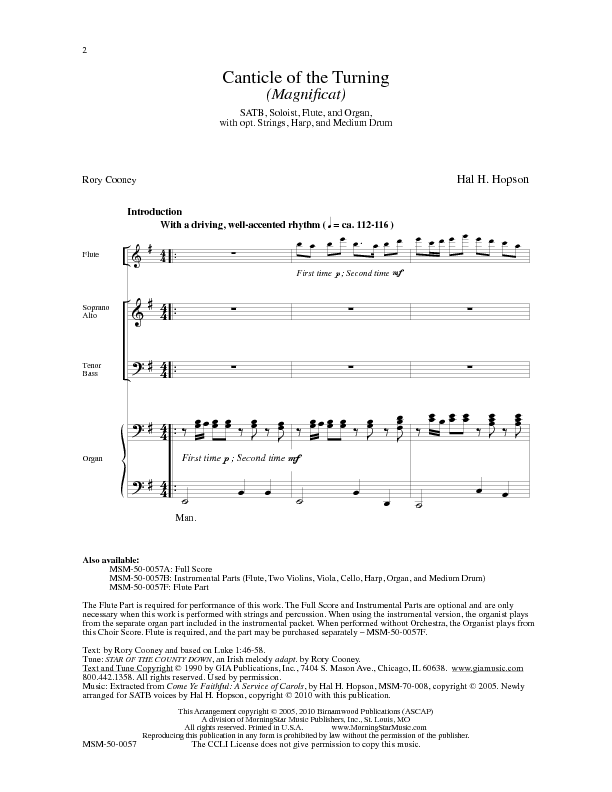 Canticle of The Turning Sheet Music by Hal H Hopson (SKU MSM500057