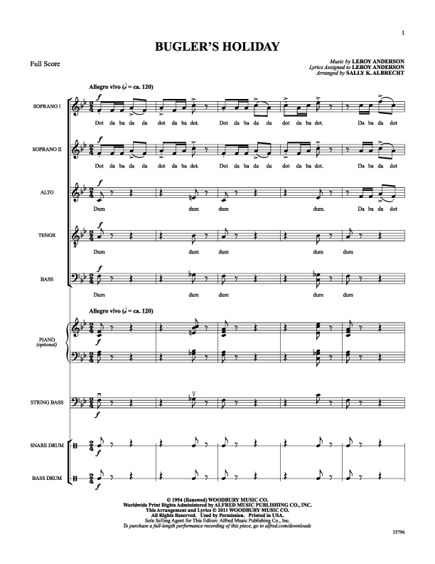 Bugler's Holiday Sheet Music by Sally K Albrecht (SKU 35796) Stanton