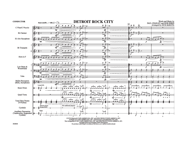Detroit Rock City Sheet Music by Kiss (SKU: 36484) Stanton #39 s Sheet Music