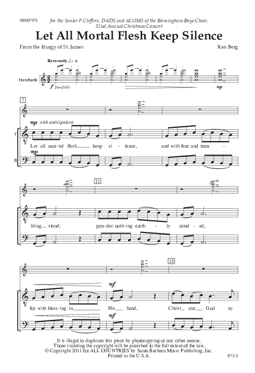 Let All Mortal Flesh Keep Silence Sheet Music by Ken Berg (SKU SBMP973