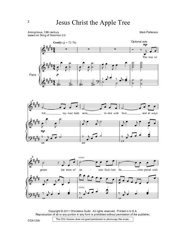 Jesus Christ The Apple Tree Sheet Music by Mark Patterson (SKU CGA1230