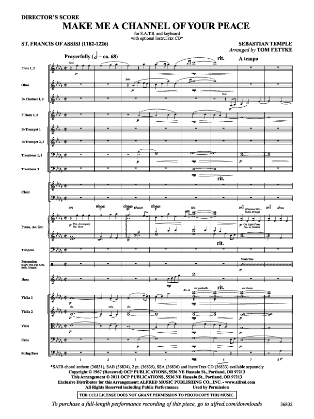 Make Me A Channel of Your Peace Sheet Music by Tom Fettke (SKU 36832