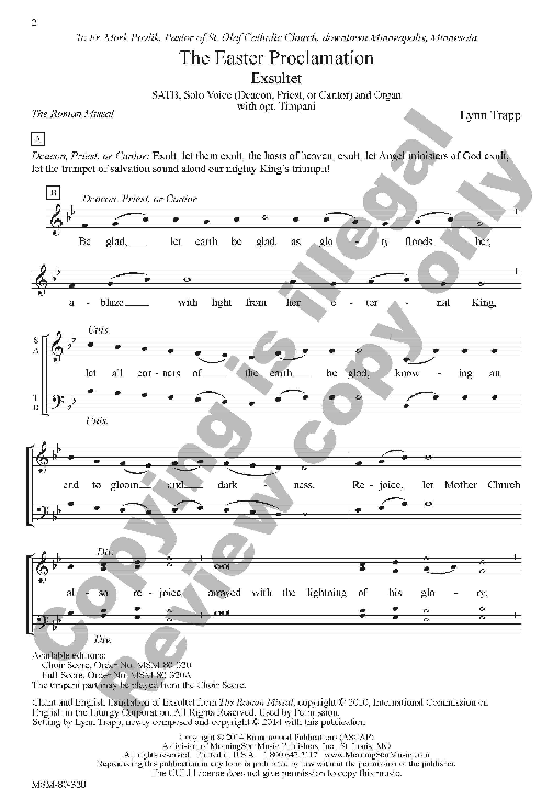 The Easter Proclamation Exultet Sheet Music by Lynn Trapp (SKU MSM80