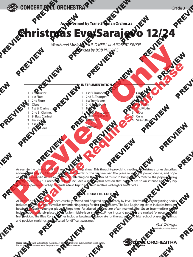 Christmas Eve/Sarajevo 12/24 Sheet Music by Bob Phillips (SKU 41236