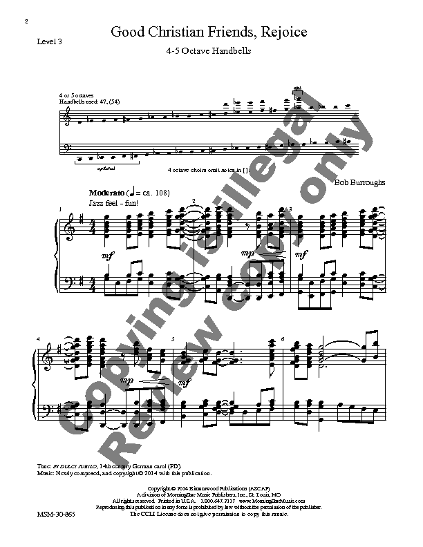 Good Christian Friends Rejoice Sheet Music by Bob Burroughs (SKU MSM30