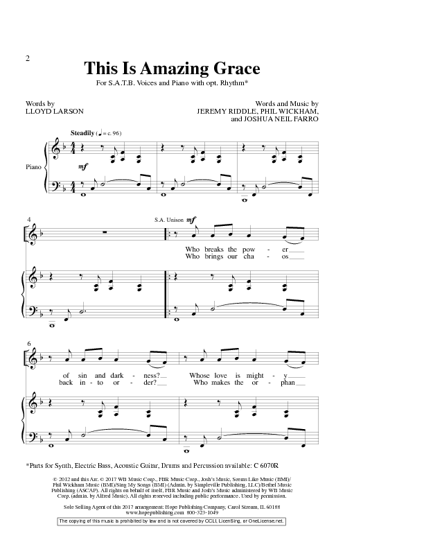 This Is Amazing Grace Sheet Music by Lloyd Larson (SKU C6070) Stanton's Sheet Music This Is Amazing Grace Sheet Music by Lloyd Larson (SKU C6070) Stanton's Sheet Music