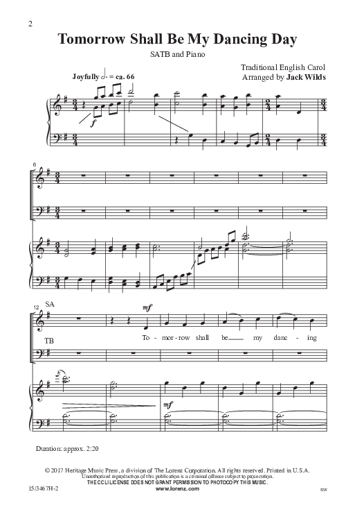 Tomorrow Shall Be My Dancing Day Sheet Music by Jack Wilds (SKU 15/3467H) Stanton's Sheet Music Tomorrow Shall Be My Dancing Day Sheet Music by Jack Wilds (SKU 15/3467H) Stanton's Sheet Music