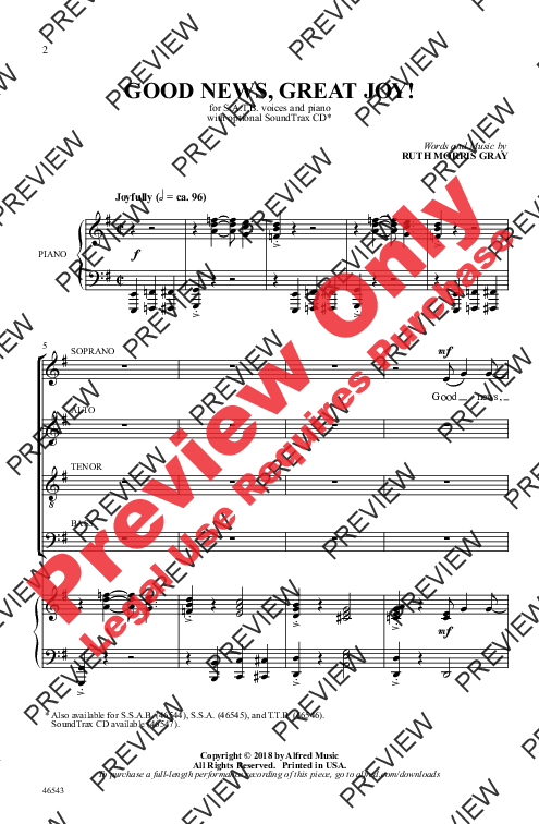 Good News Great Joy Sheet Music by Ruth Morris Gray (SKU 46543