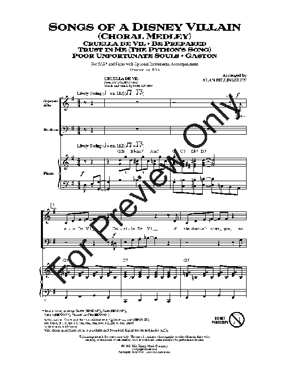 Songs Of A Disney Villain Medley Sheet Music By Alan Billingsley Sku Songs Of A Disney Villain Medley Sheet Music By Alan Billingsley Sku