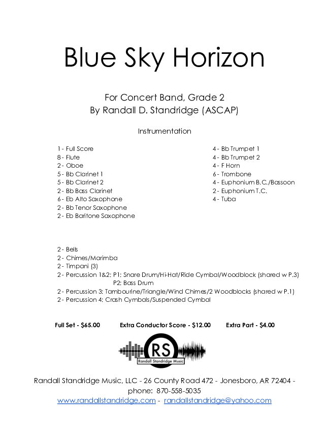Blue Sky Horizon Sheet Music by Randall Standridge (SKU RSMC040