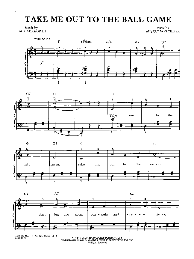 Take Me Out To The Ball Game Sheet Music by Pamela Schultz (SKU