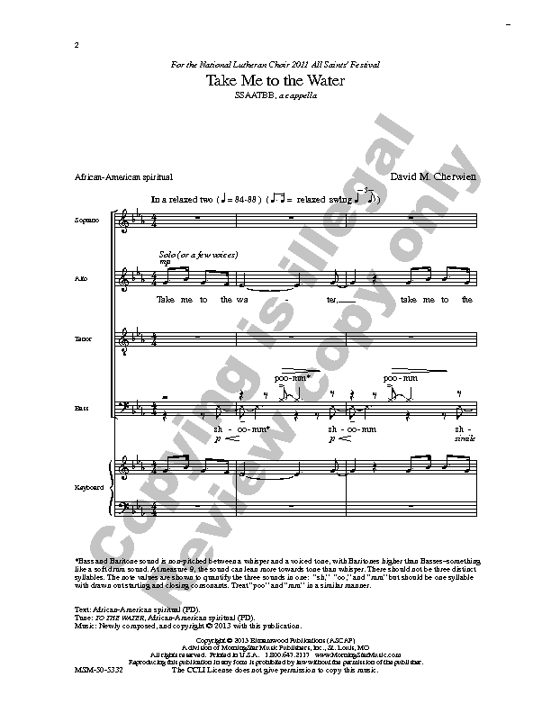 Take Me To The Water Sheet Music by David Cherwien (SKU MSM505332